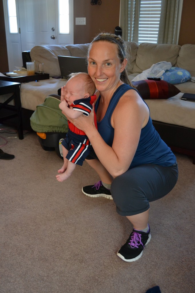 Goblet squat with baby