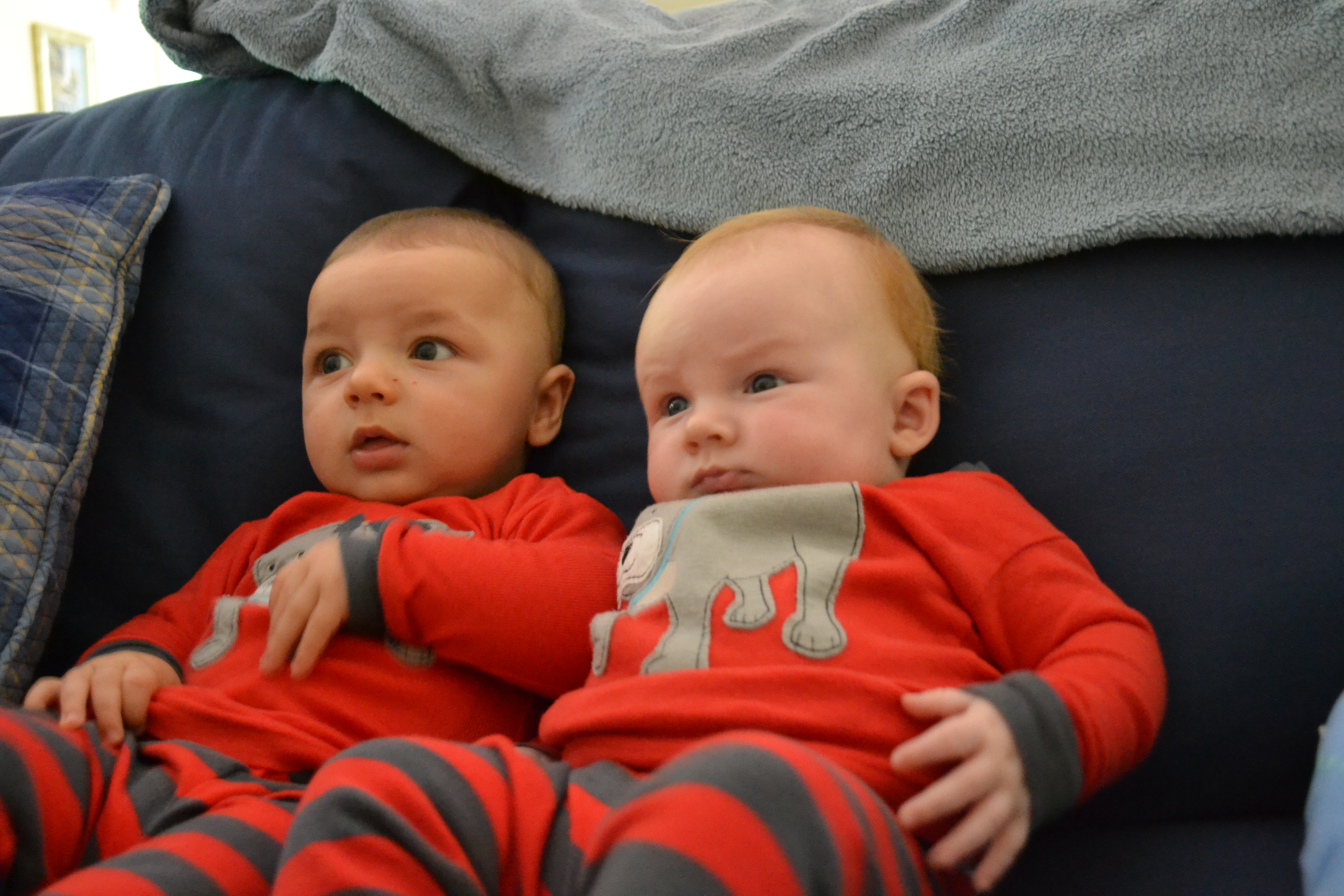 Baby Boys in matching pajamas
