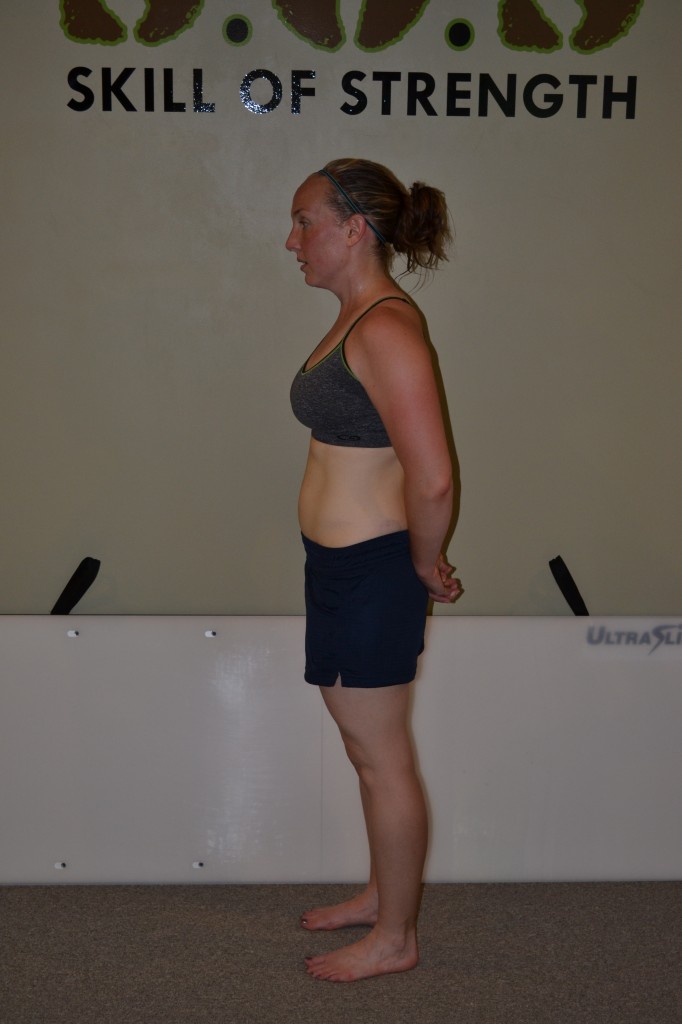 Postpartum weight loss side view after 3 months