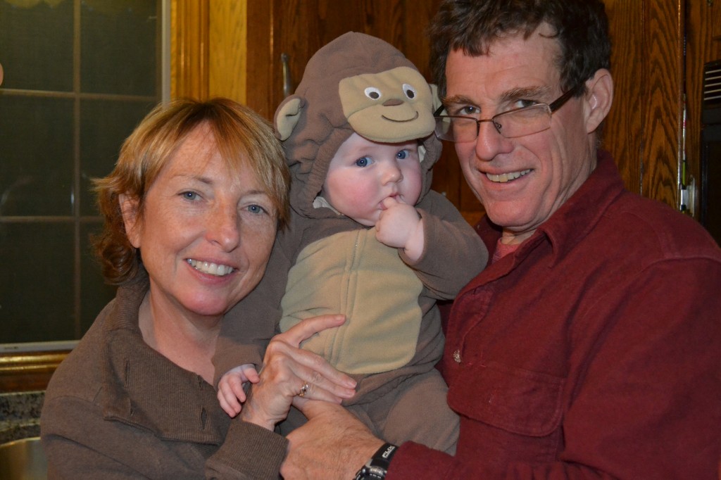 Baby with grandparents on Halloween