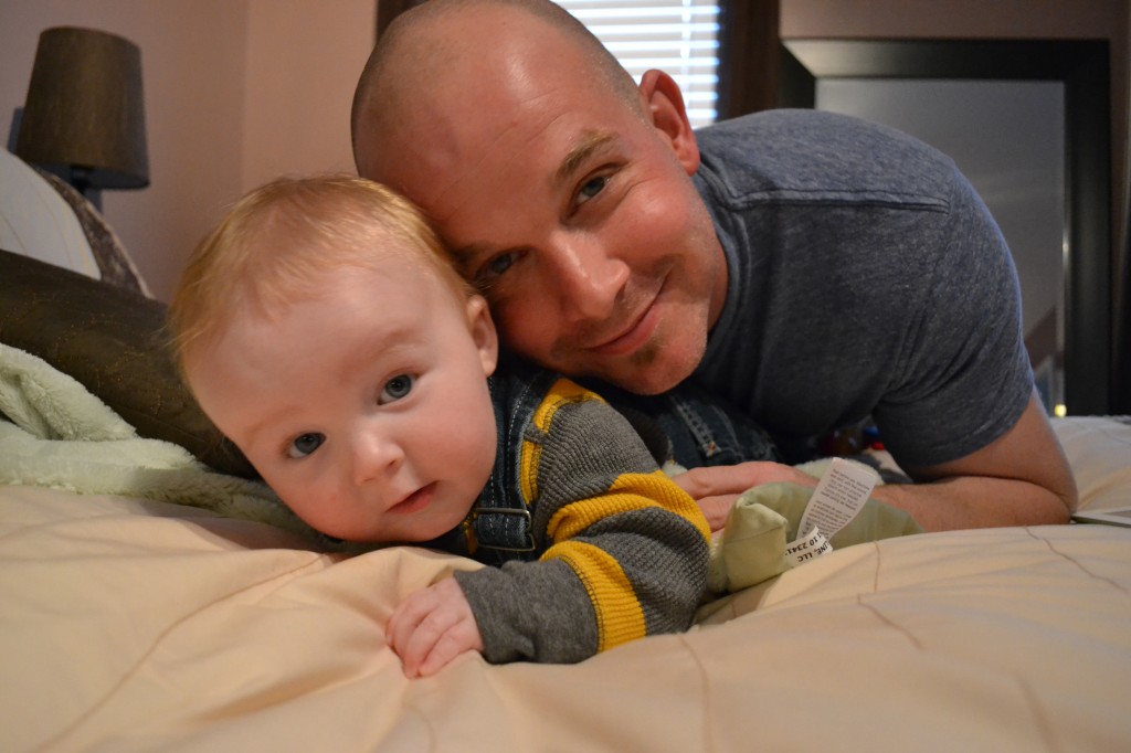 Dad and baby on Thanksgiving