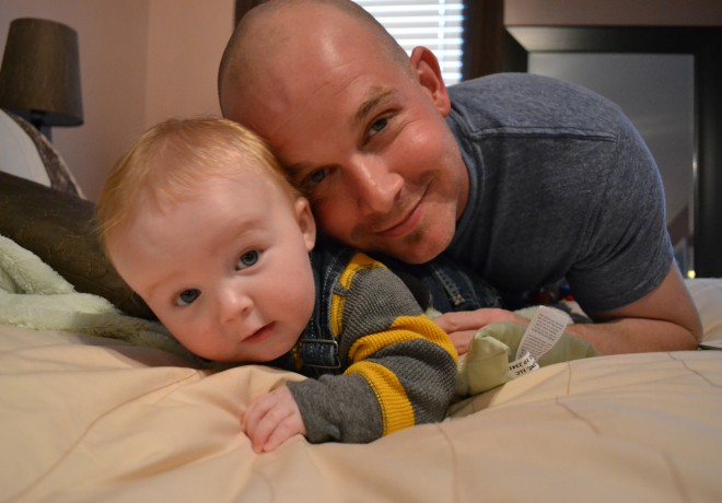 Dad and baby on Thanksgiving