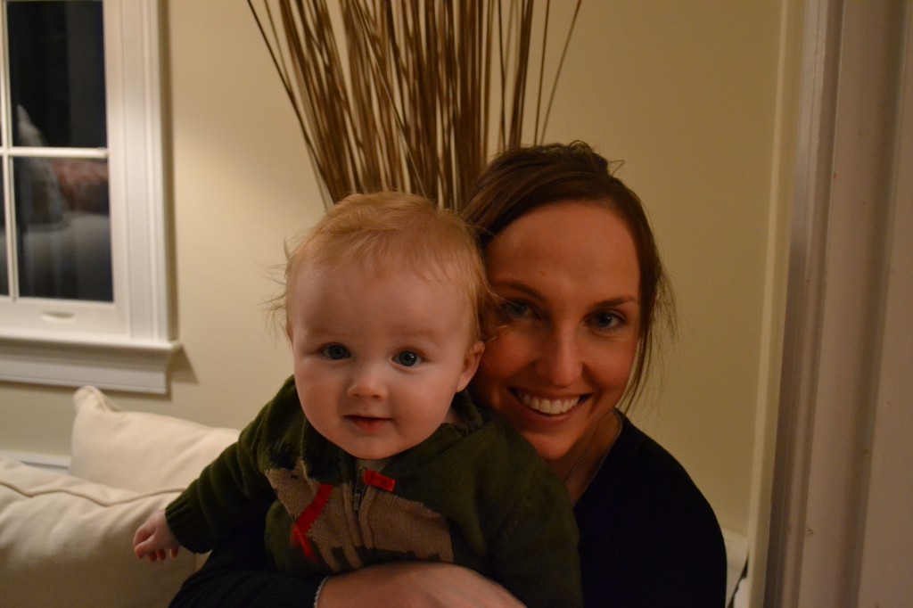 Baby with his mom on first Christmas