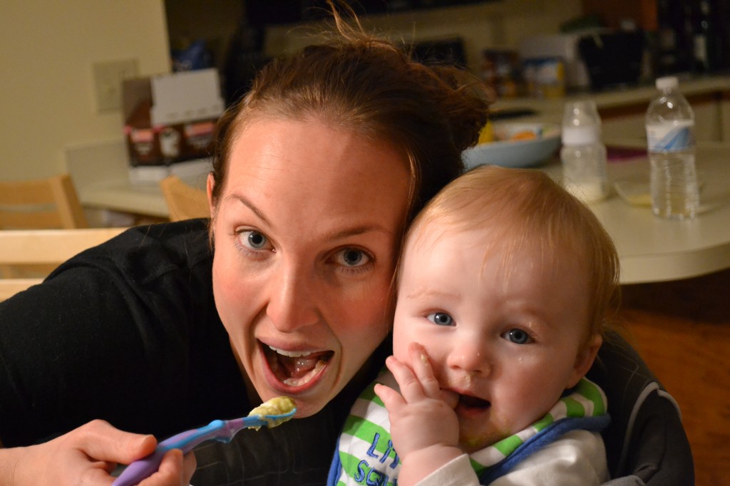 Baby and Mom being silly during eating