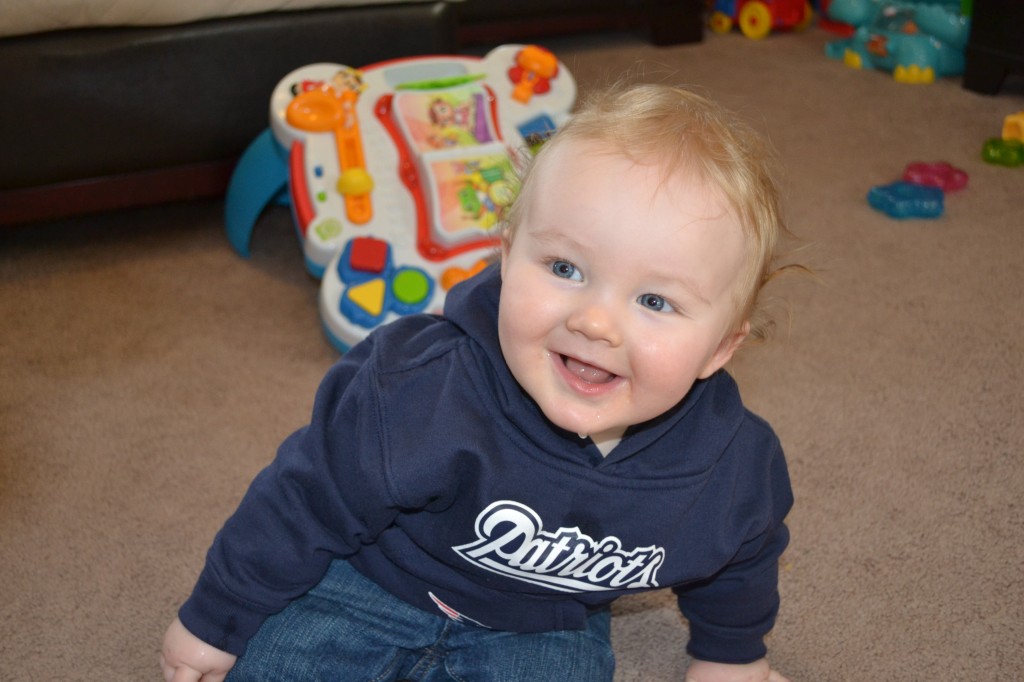 Baby Wearing Patriots Shirt for Superbowl