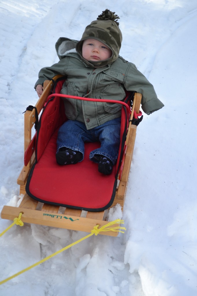 Baby in Snow Sled