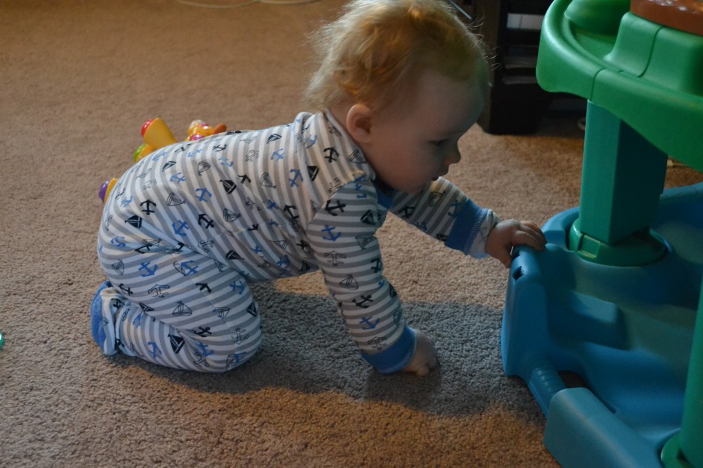 Baby Boy Learning to Crawl