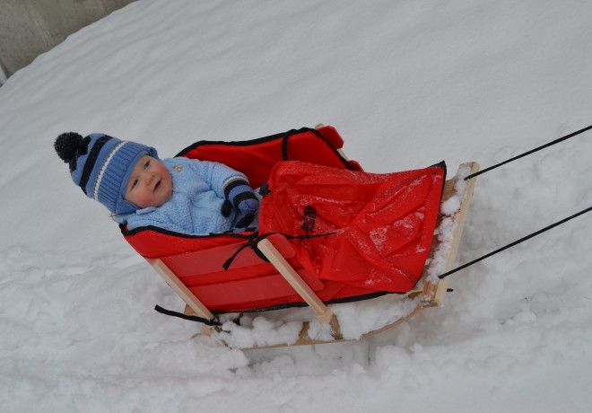 Baby Being Pulled in Snow