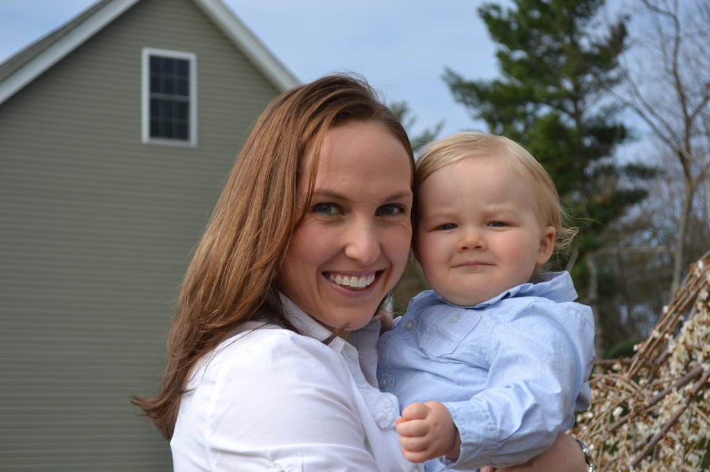 Mom and Baby Outside on Easter