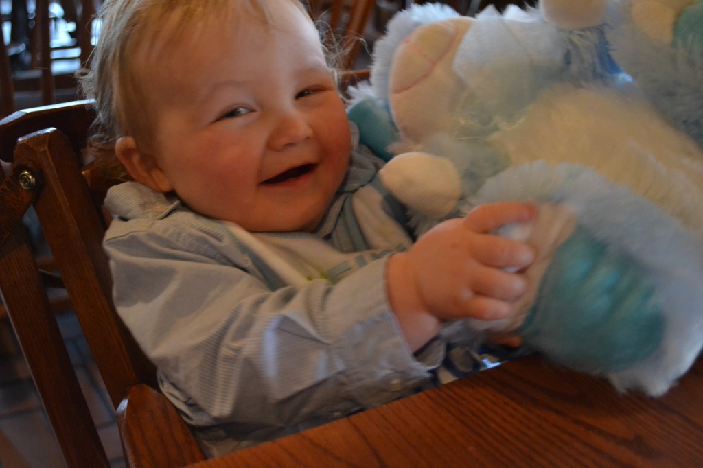 Baby with Bunny Stuffed Animal