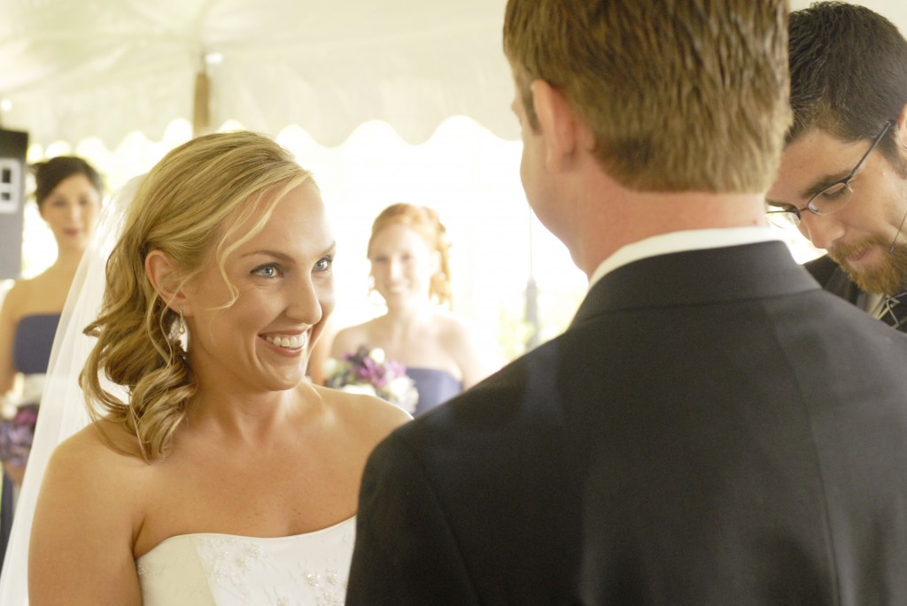 Bride Smiling During Wedding Ceremony