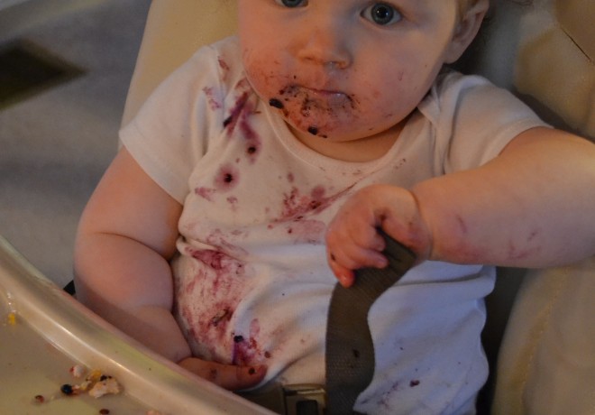 Messy Baby Eating Berries