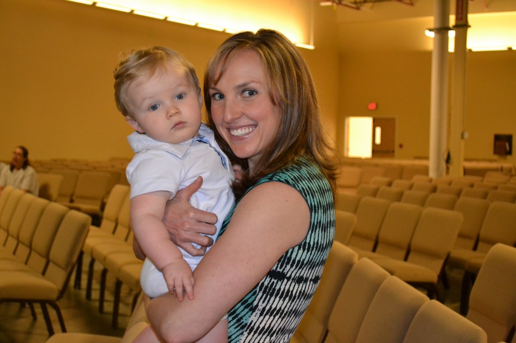 Baby Boy with Mom at Baptism