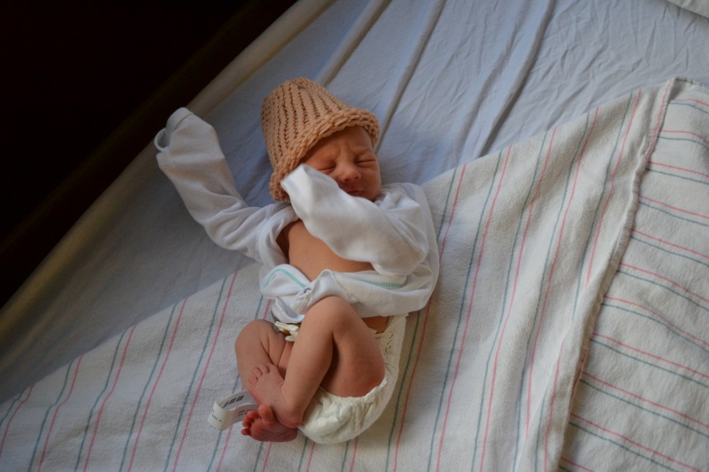 Newborn Baby Boy in Hospital Hat