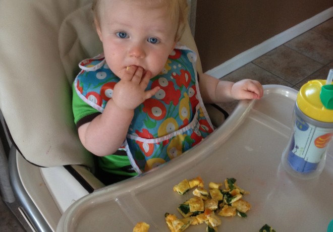 One Year Old Eating Omelet