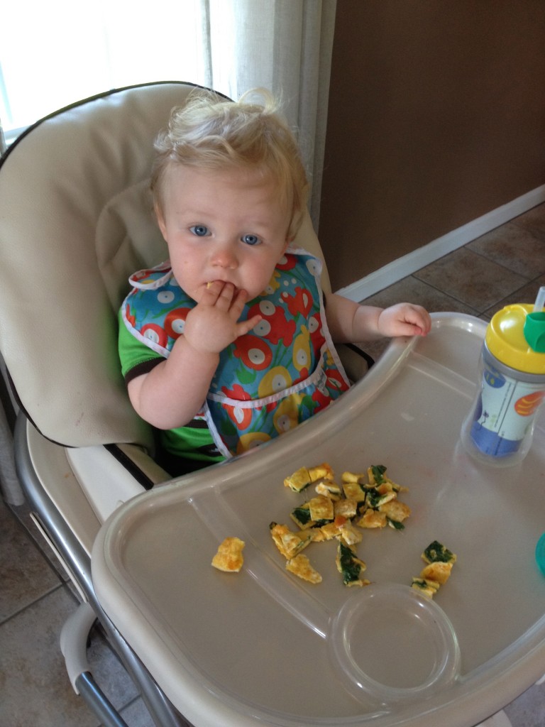 One Year Old Eating Omelet