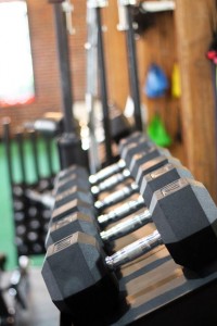 Dumbbells at gym in Chelmsford MA