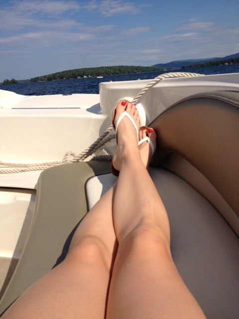 Mom with Soft Legs Relaxing on Boat