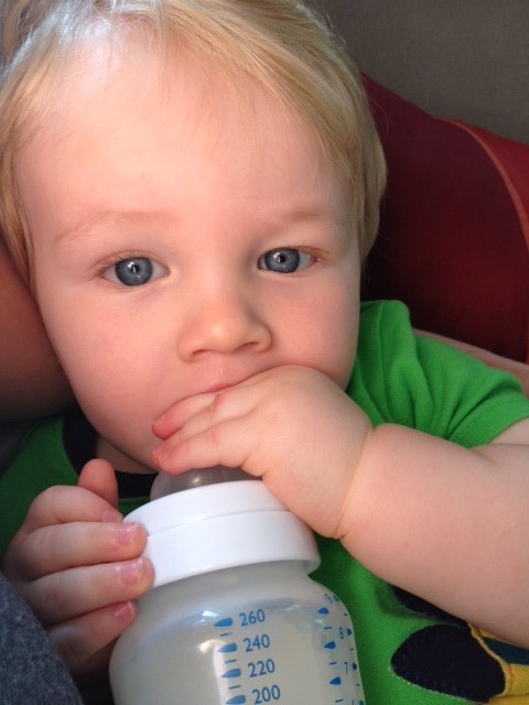 One Year Old Drinking Morning Bottle