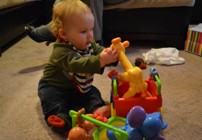 6 Months Old Baby Playing with Train