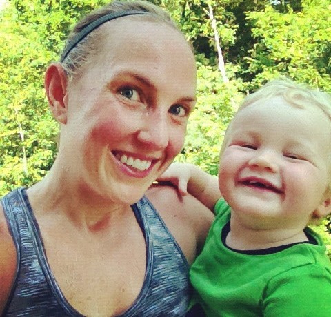 Sweaty Mom and Happy Baby After Walking
