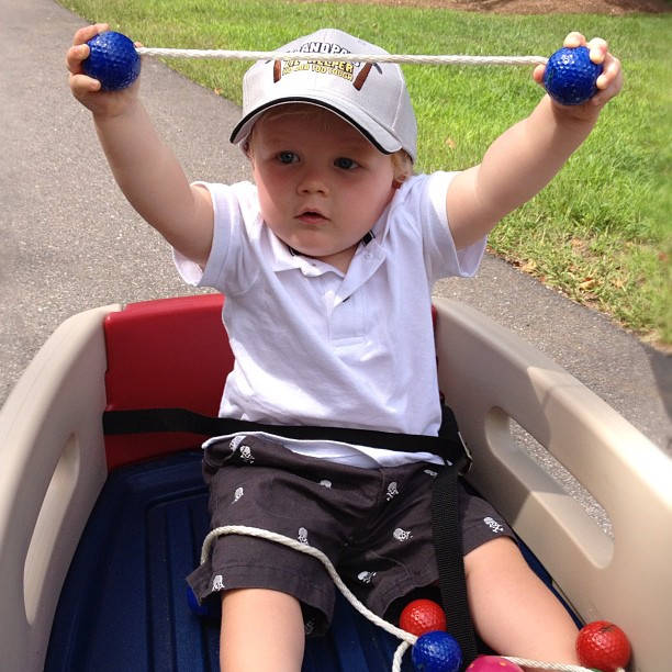 Pulling One Year Old in Wagon