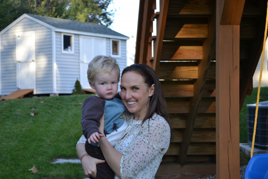 Mom and Toddler Outside on Thanksgiving